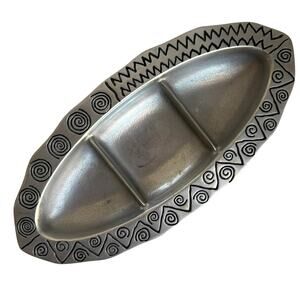Wilton Armetale Divided Serving Tray 13.5" Aluminum Alloy Platter Spiral Geo
